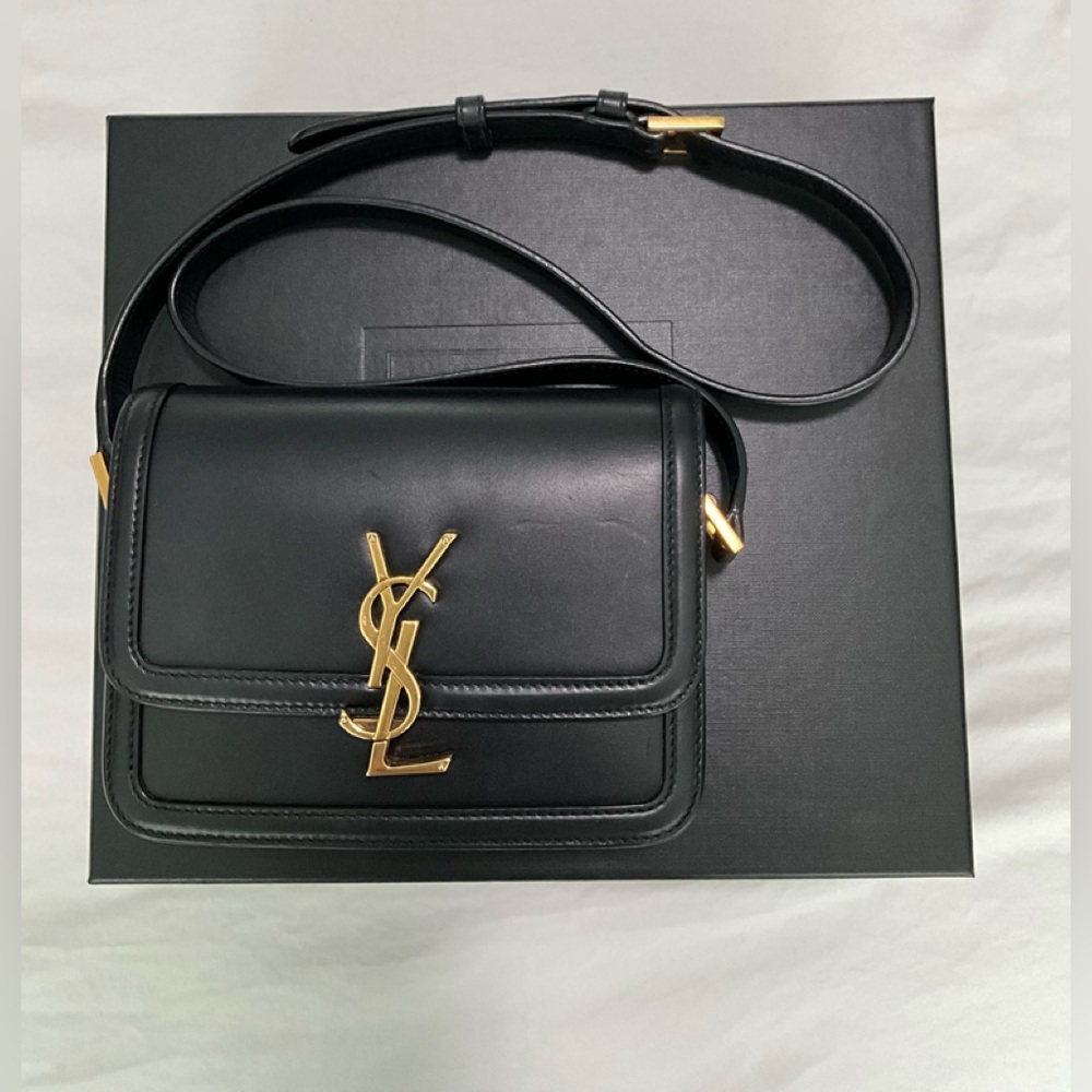 Yves Saint Laurent Black Leather Crossbody Monogram Bag
